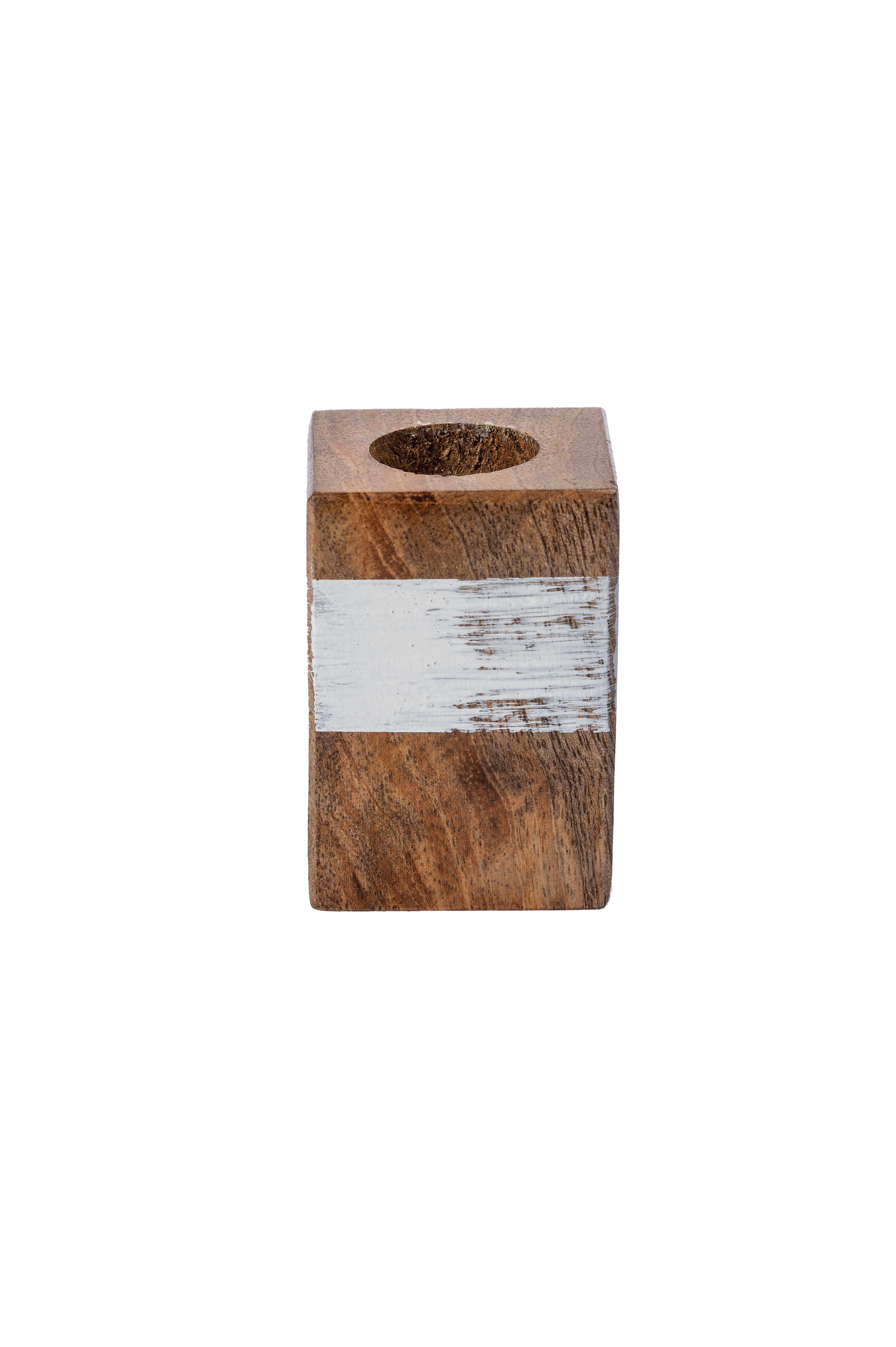 Holzleuchter quadratisch mit Pinselstrich *